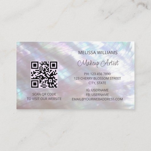 Carte De Visite Peony, mère de perle (Dos)