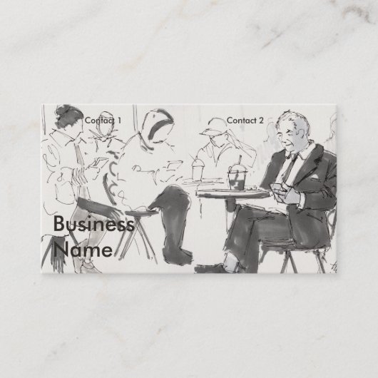 Carte De Visite People in cafe using cell phones drawing (Devant)