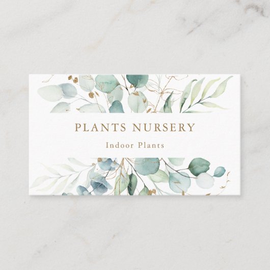Carte De Visite Pépinière botanique Plante d'or et verte (Devant)