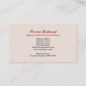 Carte De Visite Pepperoni Pizza - Restaurant Pizzeria (Dos)