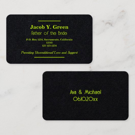 Carte De Visite Père de la mariée (Devant / Derrière)