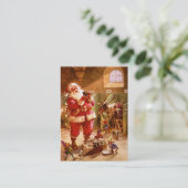 Carte De Visite Père Noël dans la grange de renne (Debout devant)