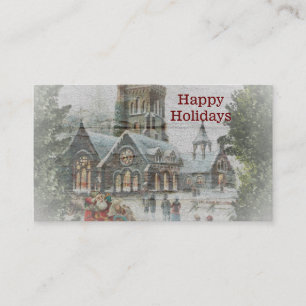 Carte De Visite Père Noël d'autrefois avec des enfants devant une 