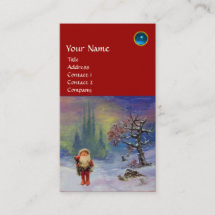 Carte De Visite PÈRE NOËL DES GNOMES MONOGRAM Bleu Sapphire Rouge