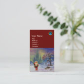 Carte De Visite PÈRE NOËL DES GNOMES MONOGRAM Bleu Sapphire Rouge (Debout devant)