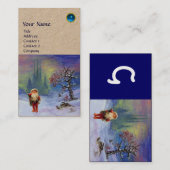 Carte De Visite PÈRE NOËL DES GNOMES MONOGRAM Blue Sapphire Kraft (Devant / Derrière)