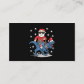 Carte De Visite Père Noël équitation Dinosaur T rex Christmas Boys (Dos)