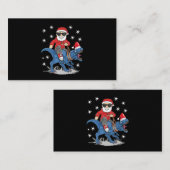 Carte De Visite Père Noël équitation Dinosaur T rex Christmas Boys (Devant / Derrière)