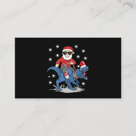 Carte De Visite Père Noël équitation Dinosaur T rex Christmas Boys (Devant)