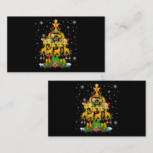 Carte De Visite Père Noël Reindeer Elf Giraffes Arbre de Noël Lumi (Devant / Derrière)