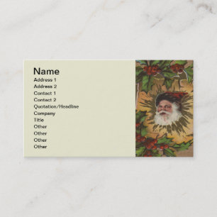 Carte De Visite Père Noël Vintage Antique Houx Noël