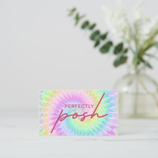 Carte De Visite Perfectly Posh tie dye business card design (Debout devant)