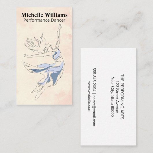 Carte De Visite Performance Dancer | Art Expressif (Devant / Derrière)
