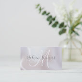 Carte De Visite Perle iridescente monogramme script (Debout devant)