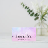 Carte De Visite Perle Rose Ombré Holographique Maquillage Script d (Debout devant)
