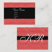 CARTE DE VISITE PERLES DE MODE ROUGES MONOGRAMME (Devant / Derrière)