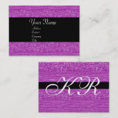 CARTE DE VISITE PERLES DE MODE VIOLET MONOGRAMME (Devant / Derrière)
