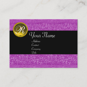 CARTE DE VISITE PERLES DE MODE VIOLETTE TOPAZE JAUNE MONOGRAMME