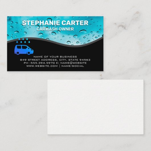 Carte De Visite Perles d'eau de lavage de voiture (Devant / Derrière)