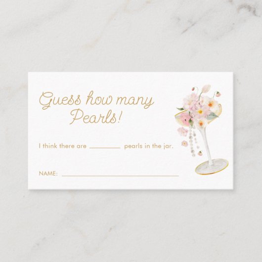 Carte De Visite Perles et Procuco Devinez combien de perles jeu (Devant)