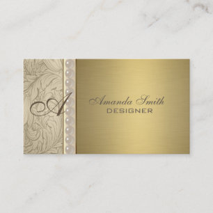Carte De Visite Perles florales élégantes professionnelles monogra