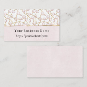 Carte De Visite Perles roses Chaîne en or Nom de l'entreprise site