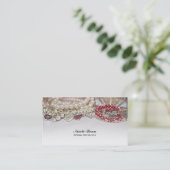 Carte De Visite Perles & Rouge Saint Valentin Amour Bijoux Chic Él (Debout devant)
