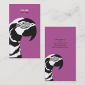 CARTE DE VISITE PERROQUET D'ARA NOIR ET BLANC (Devant / Derrière)