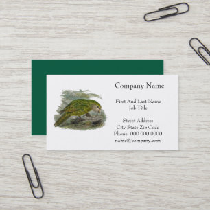 Carte De Visite Perroquet de Chouette verte Kakapo, Illustration d