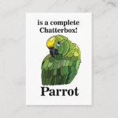 Carte De Visite Perroquet Oiseau Babillard Drôle Tropical (Devant)