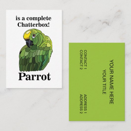 Carte De Visite Perroquet Oiseau Babillard Drôle Tropical (Devant / Derrière)