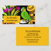 Carte De Visite Perroquet vert avec orange et jaune (Devant / Derrière)
