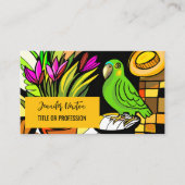 Carte De Visite Perroquet vert avec orange et jaune (Devant)