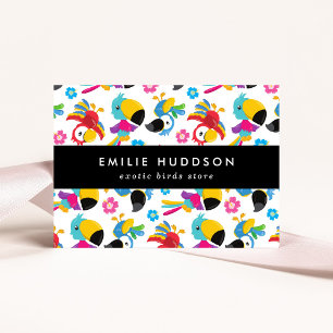 Carte De Visite Perroquets colorés, Fleurs, Boutique Animaux, Bout