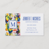 Carte De Visite Perroquets Et Feuilles De Palmiers (Devant)