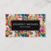 Carte De Visite Perroquets et monogramme des palmettes | (Devant)