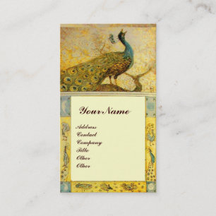 Carte De Visite PERRUCHES AMOUR MARIAGE MONOGRAMME jaune marron cr