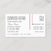 Carte De Visite Perse rouge et blanc avec Initiales Professionnel (Dos)