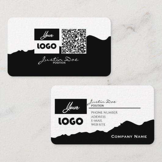 Carte De Visite Personal business card with QR code Black & White (Devant / Derrière)