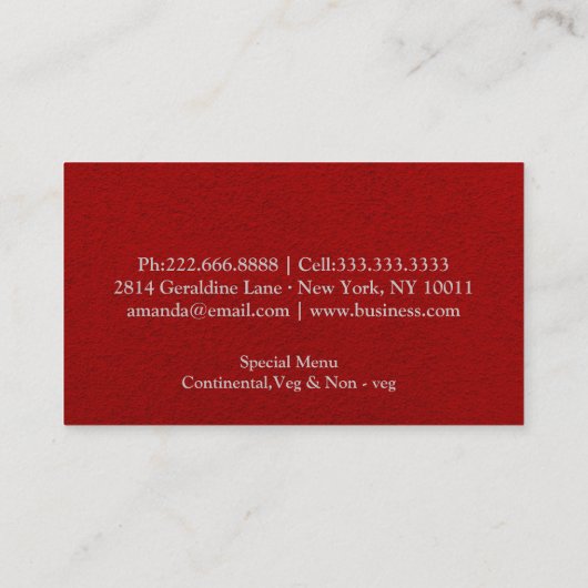 Carte De Visite Personal Chef Catering Kitchen Silver Utensils (Dos)