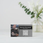 Carte De Visite Personal Chef Diamond Plate Custom Photo QR Code  (Debout devant)