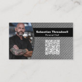 Carte De Visite Personal Chef Diamond Plate Custom Photo QR Code  (Devant)