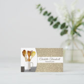 Carte De Visite Personal Chef Subtle Gold Glitter Custom Photo (Debout devant)