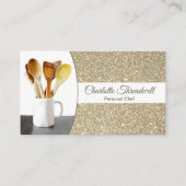 Carte De Visite Personal Chef Subtle Gold Glitter Custom Photo (Devant)