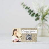 Carte De Visite Personal Chef Subtle Gold Glitter Custom Photo QR (Debout devant)