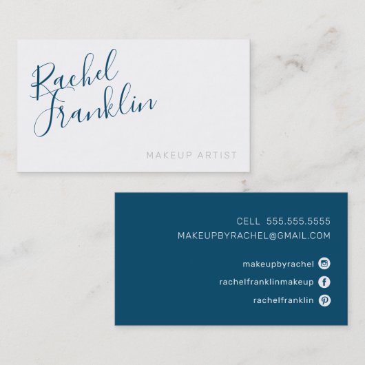 Carte De Visite PERSONAL nom script moderne chic bleu marine foncé (Devant / Derrière)