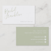 Carte De Visite PERSONAL script nom moderne chic joli vert sage (Devant / Derrière)