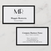 Carte De Visite Personal Shopper - Nettoyant Monogramme élégant (Devant / Derrière)