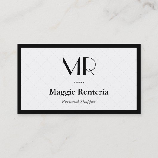 Carte De Visite Personal Shopper - Nettoyant Monogramme élégant (Devant)