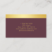 Carte De Visite Personal Trainer Gold Dumbbell burgundy (Dos)